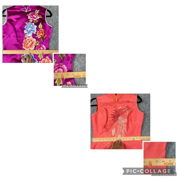 Two Traditional Cheongsam Dress High Slit Side Chinese New Year Party Cocktail - Picture 12 of 14